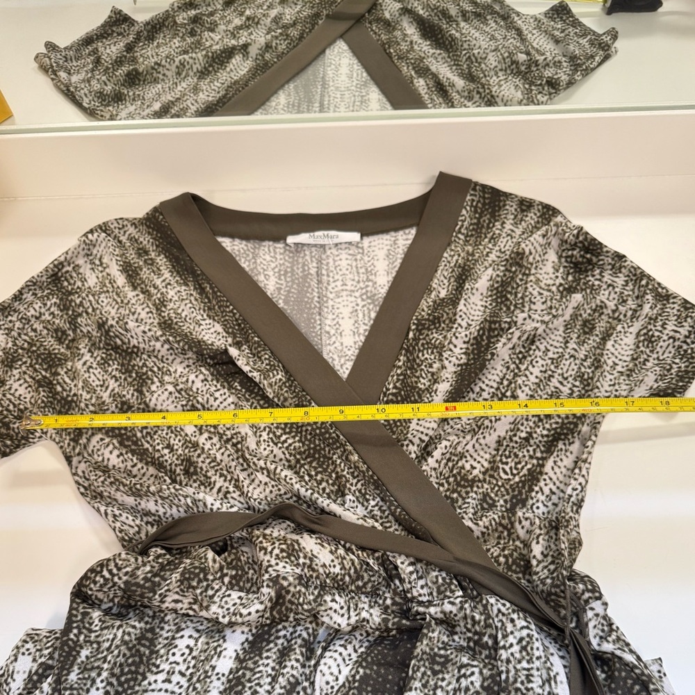 NWOT MaxMara Black and White Textured Design Wrap dress size 10 - Picture 10 of 15